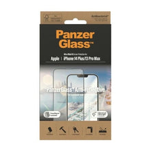 Заредете изображение във визуализатора на галерията – PanzerGlass Ultra-Wide Fit Antibacterial Tempered Glass with Glare Filter and Positioner for iPhone 14 Plus / 13 Pro Max
