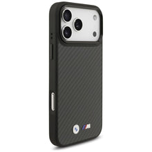 Заредете изображение във визуализатора на галерията – BMW case for IPHONE 17 Pro Max compatible with MagSafe BMHMP17X24CFMMK (Kevlar Matt) black
