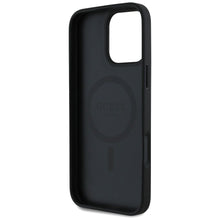 Заредете изображение във визуализатора на галерията – GUESS case for IPHONE 16 Pro Max compatible with MagSafe GUHMP16XPGNMPLMK (PU Grained Flowers Classic Logo) black
