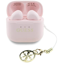 Заредете изображение във визуализатора на галерията – Wireless earphones TWS Guess Effect Printed Classic Logo &amp; Charm pink

