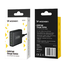 Заредете изображение във визуализатора на галерията – Wozinsky WGCSB 240W GaN wall charger USB-A / 3 x USB-C - black
