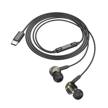 Заредете изображение във визуализатора на галерията – Borofone Earphones BM90 Miller with microphone Typ C black
