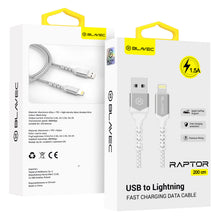Заредете изображение във визуализатора на галерията – Blavec Cable Raptor braided - USB to Lightning - 1,5A 2 metres (CRA-UL15WS20) white-silver
