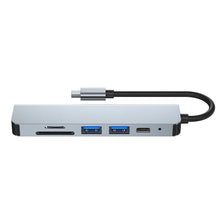 Заредете изображение във визуализатора на галерията – HUB Tech-Protect V4 6in1 USB-C - USB-A 3.0 / USB-A 2.0 / USB-C / HDMI / micro SD / TF / SD card reader - gray
