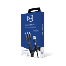 Заредете изображение във визуализатора на галерията – 3mk Hyper Cable 3in1 USB-A - USB-C / USB-C - micro USB - Lightning 1.5m - black
