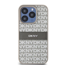 Заредете изображение във визуализатора на галерията – Original Case DKNY hardcase Leather Mono Stripe &amp; Metal Logo DKHCP15LPRTHSLE for Iphone 15 Pro beige
