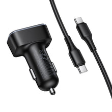 Заредете изображение във визуализатора на галерията – Car charger Hoco USB A + USB C PD QC3.0 48W + cable USB C to C Z63B black
