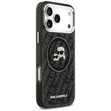 Заредете изображение във визуализатора на галерията – KARL LAGERFELD case for IPHONE 17 Pro Max compatible with MagSafe KLHMP17XHMKBKCHOK (IML Glitter K&amp;C Heads Logo) black
