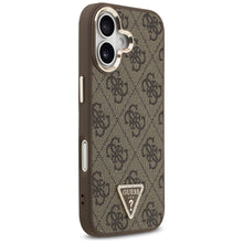 Заредете изображение във визуализатора на галерията – GUESS case for IPHONE 17 compatible with MagSafe GUHMP17SP4GTDGMW (4G PU W/ Triangle Logo) gold brown

