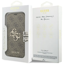 Заредете изображение във визуализатора на галерията – GUESS book case for IPHONE 17 Pro GUBKP17L4GMGBR (PU 4G Metal Logo) brown
