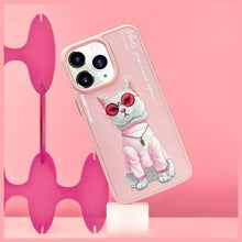 Заредете изображение във визуализатора на галерията – NIMMY case GLASSES COOL CAT for IPHONE 15 Pro pink
