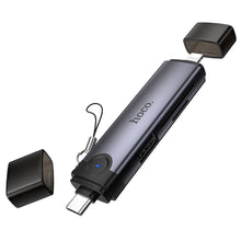 Заредете изображение във визуализатора на галерията – Card reader SD/TF 3.0 + USB 2.0 Type-C/Lightning Hoco HB56B grey

