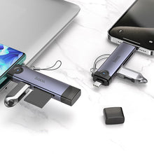 Заредете изображение във визуализатора на галерията – Card reader SD/TF 3.0 + USB 2.0 Type-C/Lightning Hoco HB56B grey
