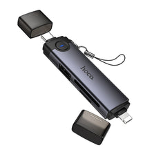 Заредете изображение във визуализатора на галерията – Card reader SD/TF 3.0 + USB 2.0 Type-C/Lightning Hoco HB56B grey
