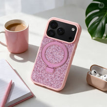 Заредете изображение във визуализатора на галерията – Гръб Quartz Circle Stand Mag Cover за iPhone 16 Pro със стойка - розов – снимка 4
