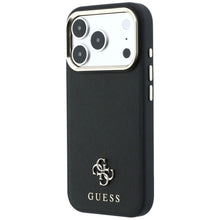 Заредете изображение във визуализатора на галерията – Гръб GUESS за IPHONE 18 Pro/17 Pro с MagSafe (Saffiano Small 4G &amp; Classic Logo) - черен
