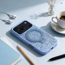 Заредете изображение във визуализатора на галерията – Гръб Quartz Circle Stand Mag Cover за iPhone 18 Pro / 17 Pro със стойка - светлосин – снимка 4
