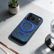 Заредете изображение във визуализатора на галерията – Гръб Quartz Circle Stand Mag Cover за iPhone 18 Pro / 17 Pro със стойка - тъмносин – снимка 4
