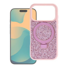 Заредете изображение във визуализатора на галерията – Гръб Quartz Circle Stand Mag Cover за iPhone 18 Pro / 17 Pro със стойка - розов
