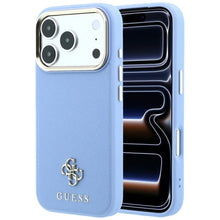 Заредете изображение във визуализатора на галерията – Гръб GUESS за IPHONE 18 Pro Max/17 Pro Max с MagSafe (Saffiano Small 4G &amp; Classic Logo) - светлосин – снимка 4
