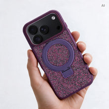 Заредете изображение във визуализатора на галерията – Гръб Quartz Circle Stand Mag Cover за iPhone 18 Pro Max / 17 Pro Max със стойка - тъмновишнев – снимка 3
