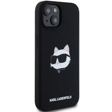 Заредете изображение във визуализатора на галерията – Karl Lagerfeld Silicone Choupette Head MagSafe Case for iPhone 15/14/13 - Black

