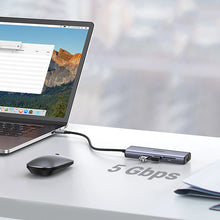 Заредете изображение във визуализатора на галерията – Ugreen CM512 90568 USB-C adapter - 2x USB-A 3.0 / HDMI / RJ45 / SD and TF card reader / USB-C PD 100W - gray
