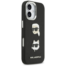 Заредете изображение във визуализатора на галерията – KARL LAGERFELD case for IPHONE 17 compatible with MagSafe KLHCP17SPSFDHPOK (FW Grained PU W/ K&amp;C Heads Pins &amp; Logo) black

