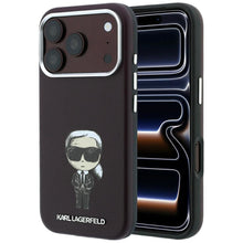 Заредете изображение във визуализатора на галерията – KARL LAGERFELD case for IPHONE 18 Pro Max/ 17 Pro Max compatible with MagSafe (Smooth Ikonik Sketch) burgundy
