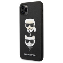 Заредете изображение във визуализатора на галерията – Karl Lagerfeld Saffiano Karl&amp;Choupette Head case for iPhone 11 Pro Max - black
