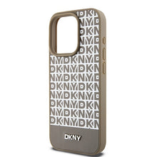 Заредете изображение във визуализатора на галерията – Original Case DKNY hardcase Leather Printed Pattern Metal Logo MagSafe DKHMP15LPSOSPW for Iphone 15 Pro brown
