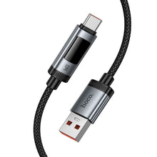 Заредете изображение във визуализатора на галерията – Data Cable with digital display USB A to USB C Hoco PD 6A 240W 1,2 m U148 black
