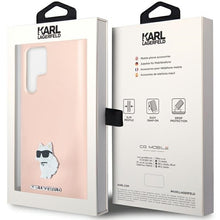 Заредете изображение във визуализатора на галерията – Original Pouch KARL LAGERFELD  hardcase Silicone Choupette Metal Pin KLHCS24LSMHCNPP for Samsung Galaxy S24 Ultra pink
