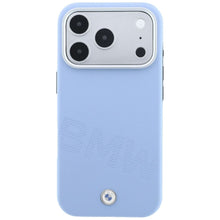 Заредете изображение във визуализатора на галерията – BMW case for IPHONE 18 Pro/17 Pro compatible with MagSafe (Sign Inclined Deboss Letters) blue
