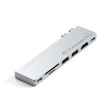 Заредете изображение във визуализатора на галерията – Adapter HUB 7in1 2 x USB C Satechi Pro HUB Slim ST-HUCPHSS for MacBook silver

