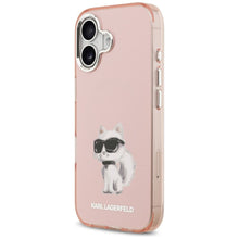 Заредете изображение във визуализатора на галерията – KARL LAGERFELD case for IPHONE 17 compatible with MagSafe KLHMP17SHMCHAQOP (IML Aquarelle Choupette &amp; Logo) pink
