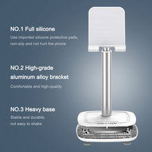 Заредете изображение във визуализатора на галерията – Choetech H035 aluminum stand for a phone or tablet with adjustment - white and silver
