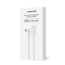 Заредете изображение във визуализатора на галерията – Ugreen US299 60555 angled Lightning / USB-A MFi cable 2.4A 1m - red
