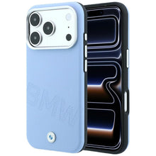 Заредете изображение във визуализатора на галерията – BMW case for IPHONE 18 Pro/17 Pro compatible with MagSafe (Sign Inclined Deboss Letters) blue
