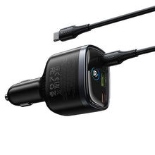 Заредете изображение във визуализатора на галерията – Car charger Hoco USB A + 2xUSB C PD QC3.0 93W with USB C to C cable Z70 black
