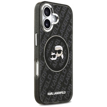 Заредете изображение във визуализатора на галерията – KARL LAGERFELD case for IPHONE 17 compatible with MagSafe KLHMP17SHMKBKCHOK (IML Glitter K&amp;C Heads Logo) black
