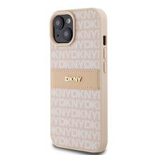 Заредете изображение във визуализатора на галерията – Original Case DKNY hardcase Leather Mono Stripe &amp; Metal Logo DKHCP15SPRTHSLP for Iphone 15/14/13 pink
