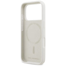 Заредете изображение във визуализатора на галерията – KARL LAGERFELD case for IPHONE 17 Pro compatible with MagSafe KLHMP17LSKCGRGOH (Silicone W/ K&amp;C Sketch &amp; Logo) white
