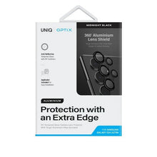 Заредете изображение във визуализатора на галерията – Uniq Optix Aluminum Camera Lens Protector for Samsung Galaxy S24 Ultra camera lens with applicator - black
