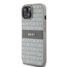 Заредете изображение във визуализатора на галерията – Original Case DKNY hardcase Leather Mono Stripe &amp; Metal Logo DKHCP15SPRTHSLE for Iphone 15/14/13 beige
