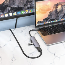 Заредете изображение във визуализатора на галерията – Adapter HUB 5in1 (HDTV+USB 3.0+USB 2.0 x 2+PD) USB-C Hoco HB27 grey
