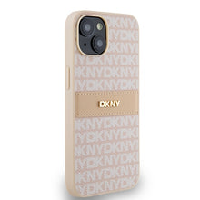 Заредете изображение във визуализатора на галерията – Original Case DKNY hardcase Leather Mono Stripe &amp; Metal Logo DKHCP14SPRTHSLP for Iphone 14/15/13 pink
