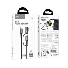 Заредете изображение във визуализатора на галерията – Cable 2in1 USB C to USB C / Mag3 Hoco 240W 1,8 m U142 black
