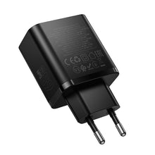Заредете изображение във визуализатора на галерията – Phone charger Hoco 2x USB C + USB A QC3.0 PD 3A 65W N75 black
