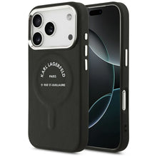 Заредете изображение във визуализатора на галерията – KARL LAGERFELD case for IPHONE 17 Pro Max compatible with MagSafe KLHMP17XPSKRSGEK (PU W/ Karl RSG Logo) black
